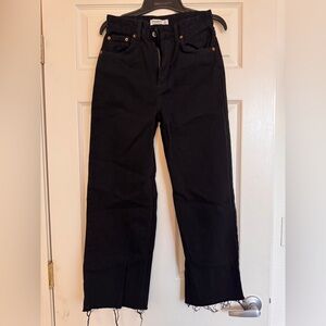 Pull & Bear Black Distressed Hem Jeans